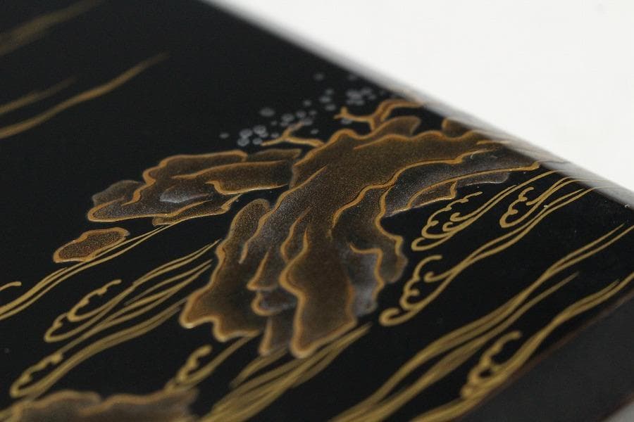 京塗 名門 平安 美濃屋 みの屋 蓬莱蒔絵 硯箱 筆 揃未使用(K-XA880