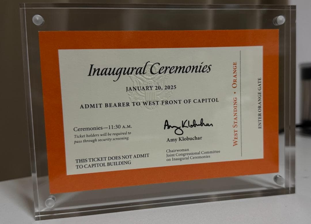 2025年トランプ大統領就任式入場券 2025年トランプ大統領就任式入場券