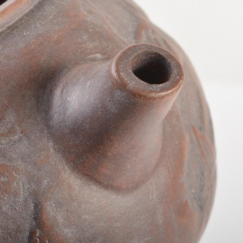 中国 紫砂 朱泥 楼閣山水文 急須 茶壷 在銘 N 6652