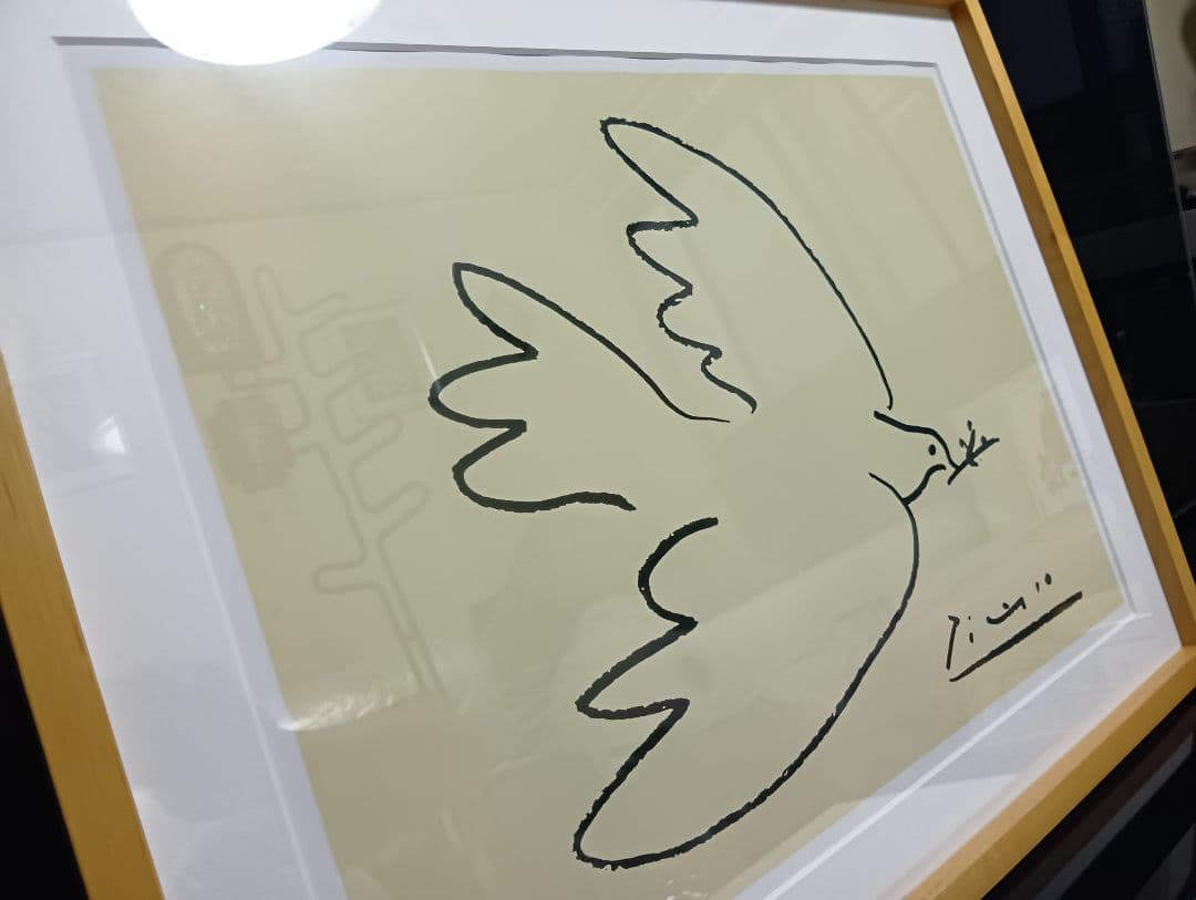美品 パブロ・ピカソ 「Dove of Peace」 ポスター ウッドフレーム