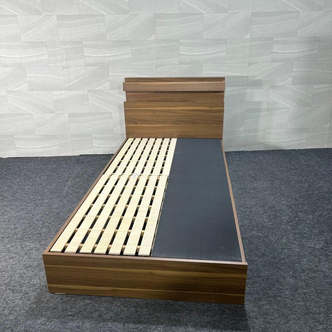 ナフコ 収納付きベッドフレーム シングル コンセント付き シンプル d3471