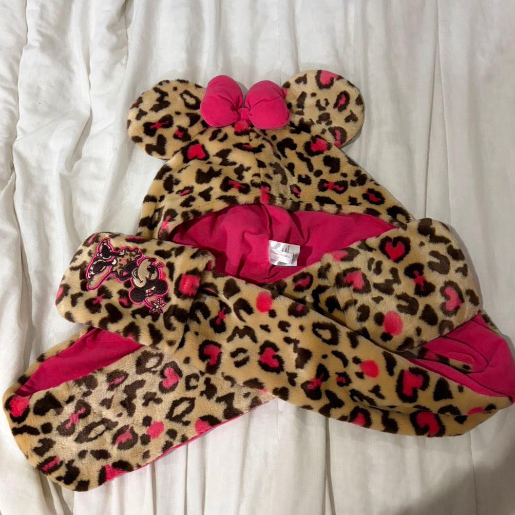 ディズニーミニーちゃん ヒョウ柄 マフラーキャップ ミニー ファン