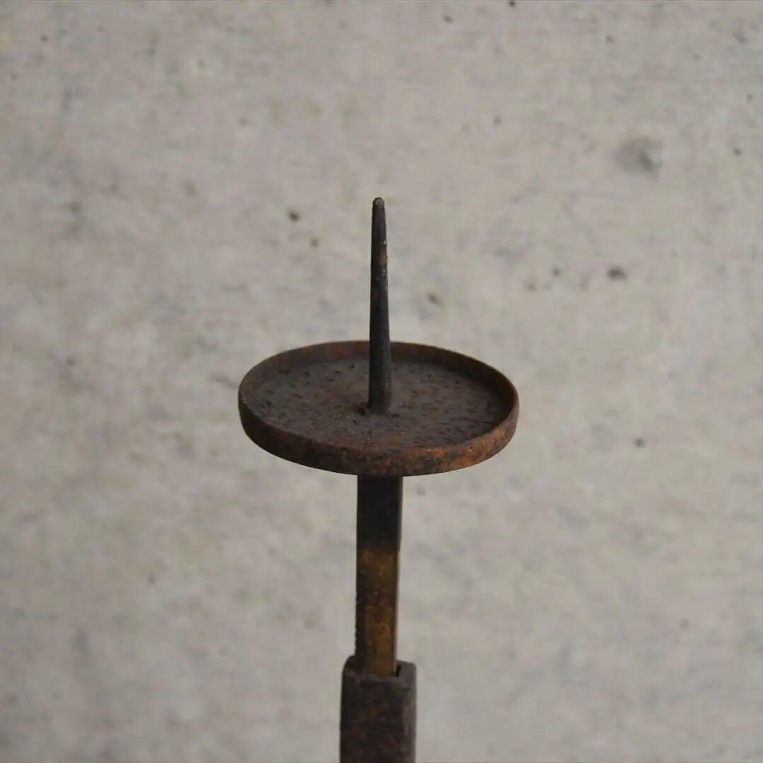 明治時代 鉄製 燭台 高さ可変 オブジェ 骨董品 アンティーク