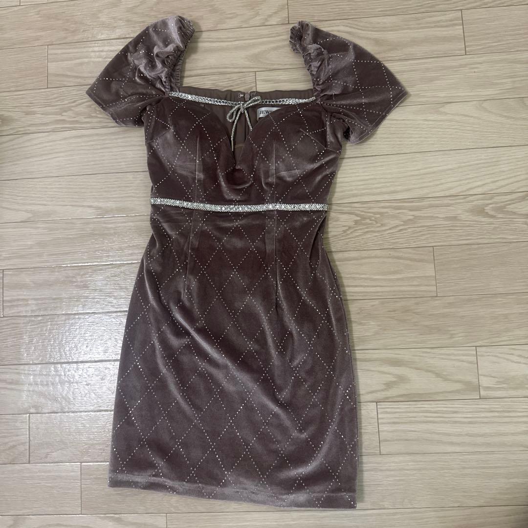 jewels XSサイズ ベルベットピンクドレス リボン ビジュー