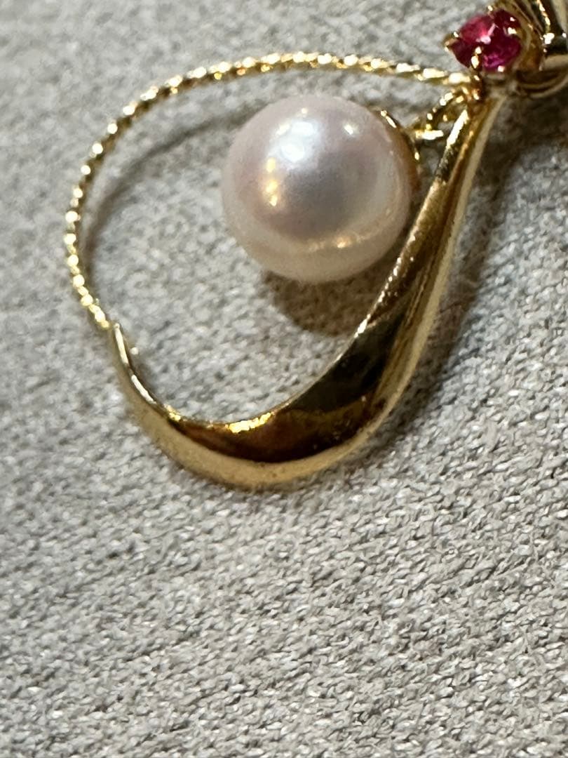 K18あこや真珠 ルビー ペンダントトップ - メルカリ