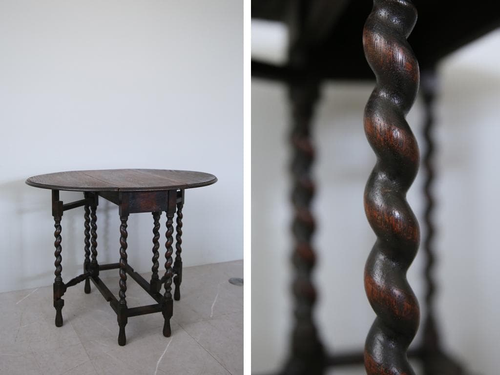 英国アンティーク木製ゲートレッグテーブル/ダイニング机バタフライ(89-261)