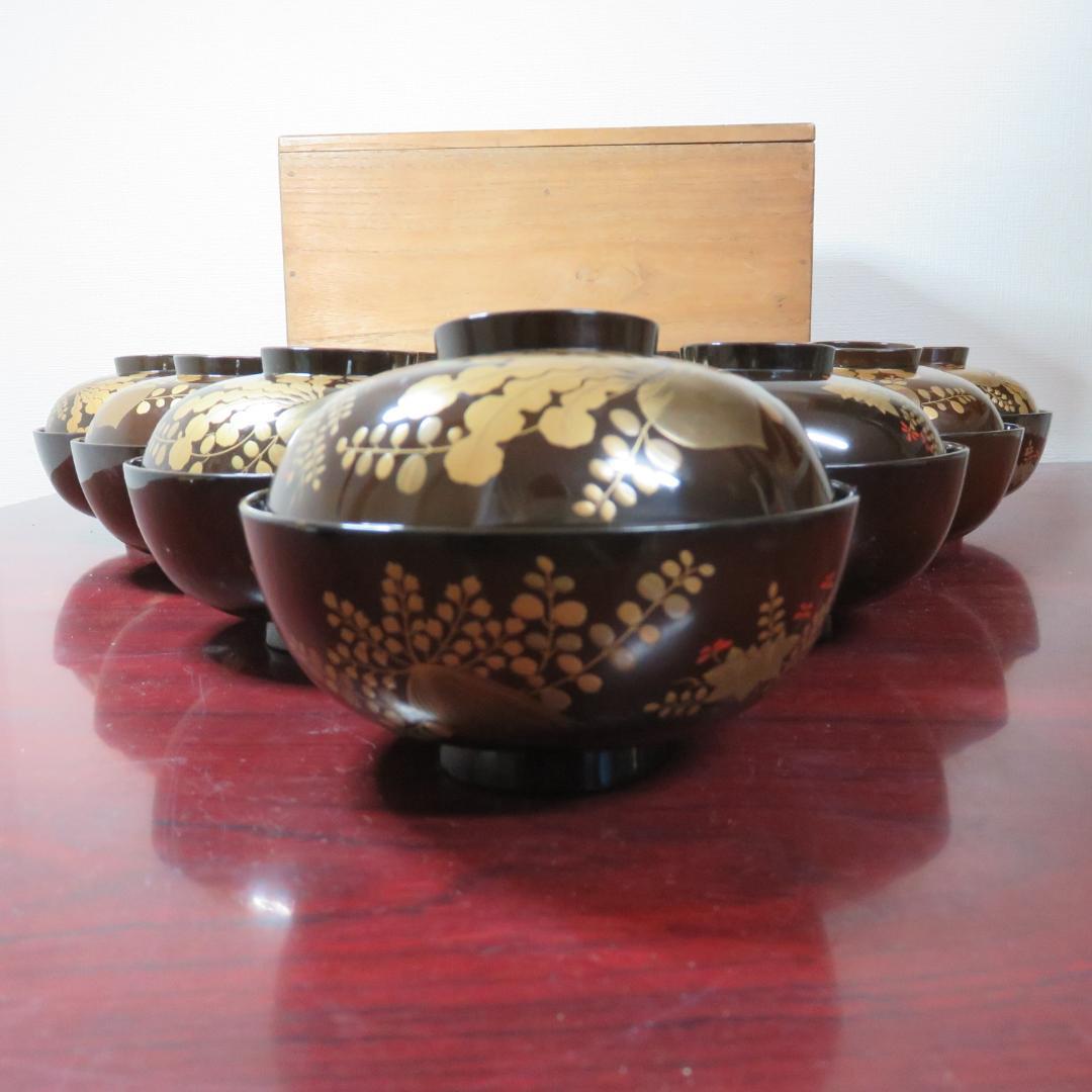 吸い物碗 蓋物 漆器 10客 2客よりバラ売り可 最上級 最上手 銘家 蔵出し