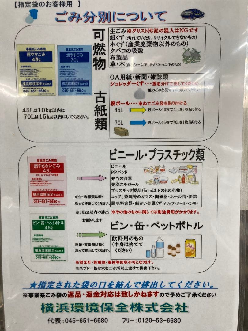 事業系ごみ専用 横浜環境保全（株） 可燃45ℓ（50枚） - メルカリ