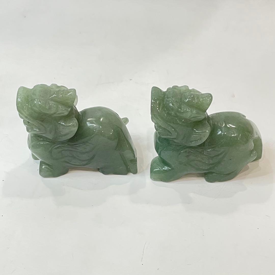 翡翠 シーサー 獅子 2体 置物 飾り 魔除け コレクション 小物 - メルカリ