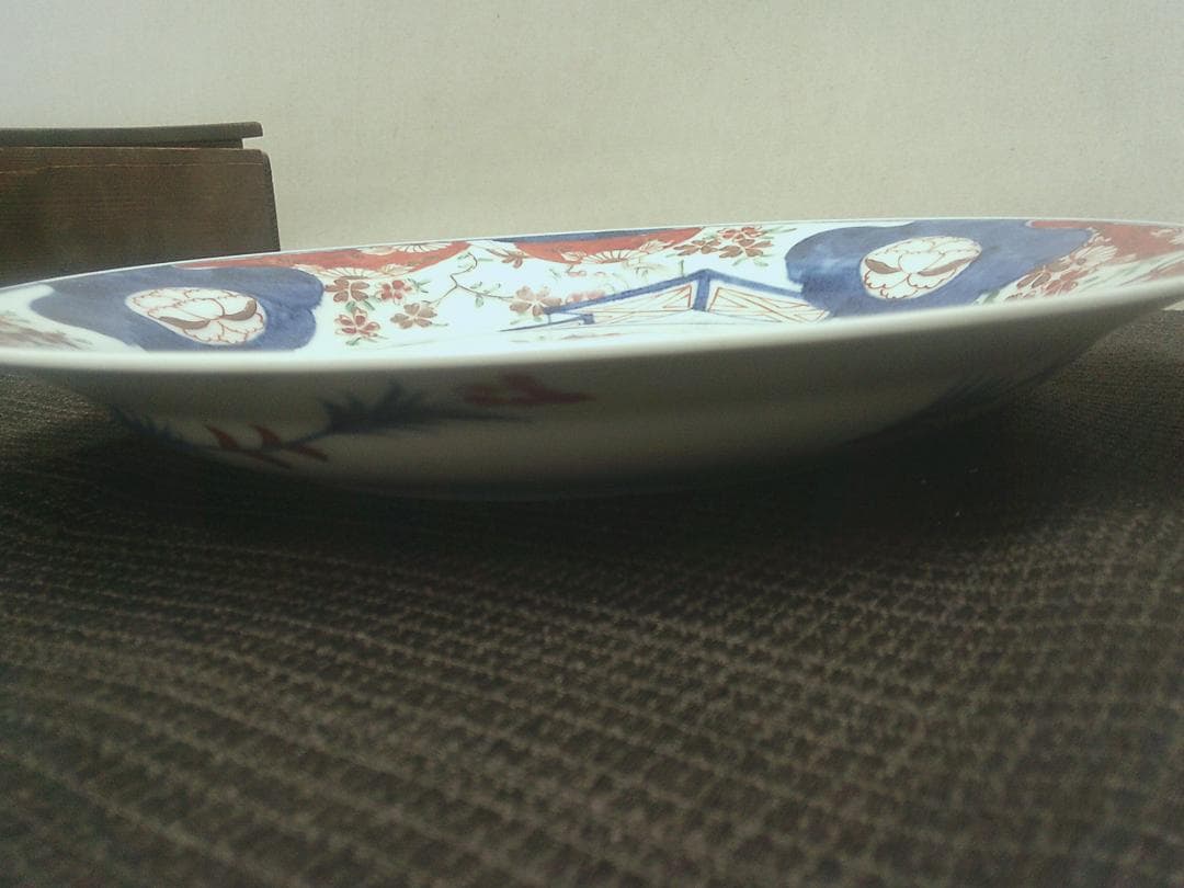 花籠手色絵皿 観賞 骨董・k35・伊万里 】陶磁器 鉢 丼 インテリア