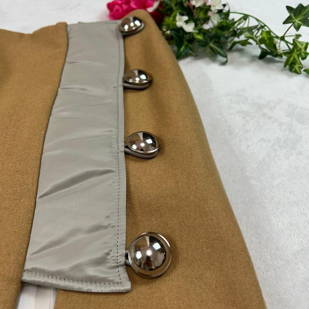 J867 美品 L サカイ プリーツ ひざ丈スカート キャメル レディース