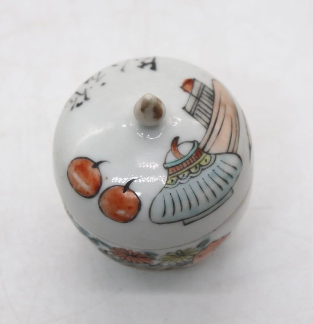 中国 清時代 粉彩 蓋物 茶入 送料込み1008