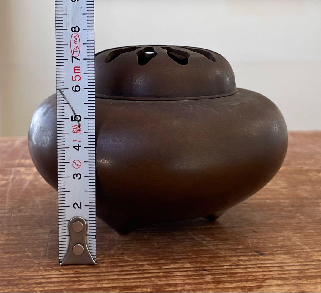 金谷五郎三郎造黄唐銅菊透鉄鉢式香炉