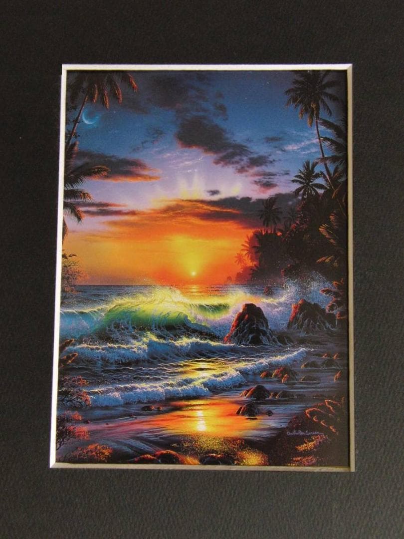 クリスチャン・ラッセン、【アイランド　サンライズ】、希少な額装用画集より