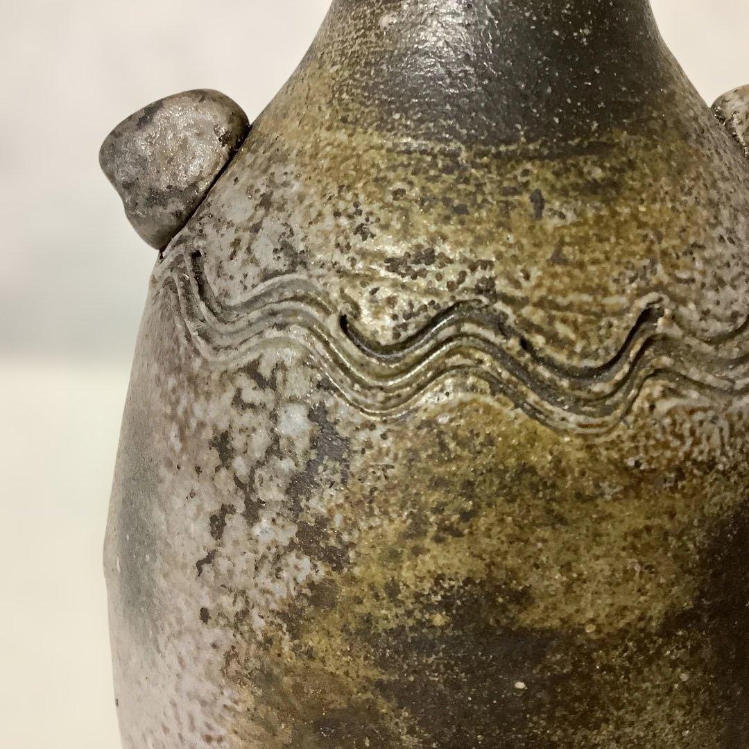 アンティーク 備前焼 花瓶 花入 陶春 徳田兼春 陶春作 箱付 美