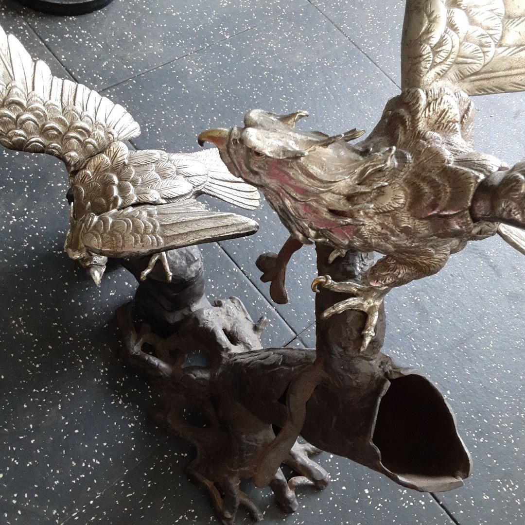 希少珍品 大きな鷲の銅製品置物 金シルバー 希少珍品 大きな鷲の銅