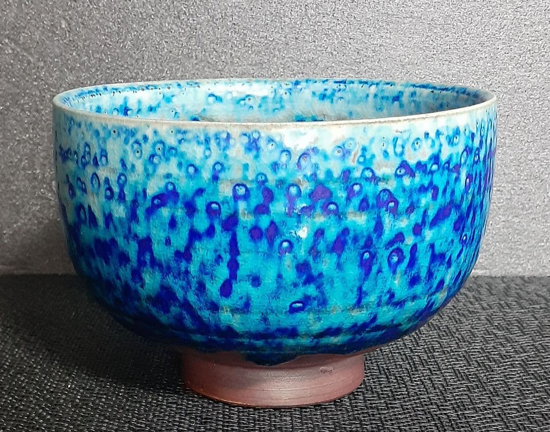 中国 【建泰焼】【孔雀藍釉碗】 窯変釉茶碗 中国現代陶芸 茶道具 茶器