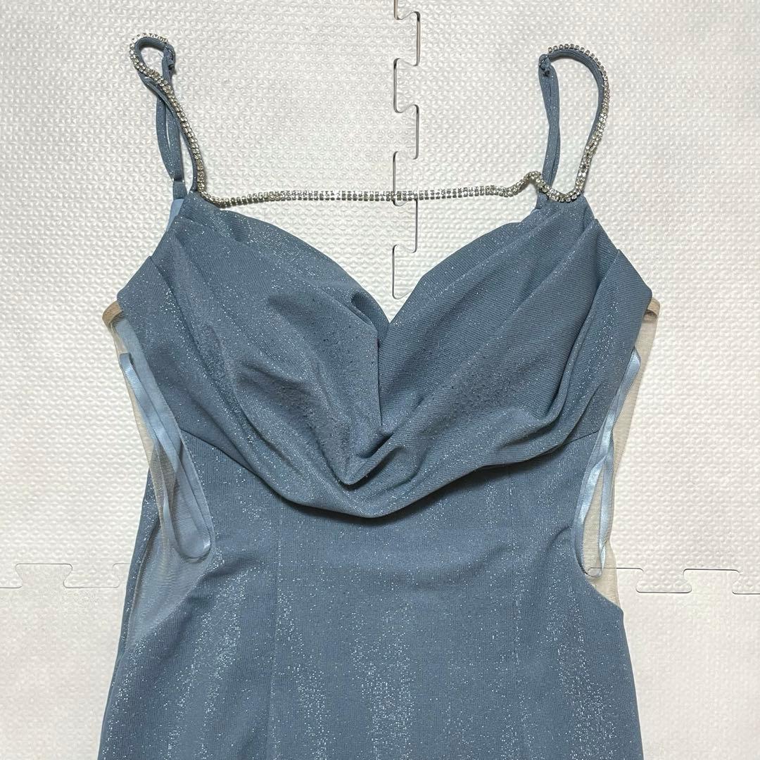 JEWELS ジュエルズ キャバクラ ドレス チェーン ビジュー ラメ ブルー