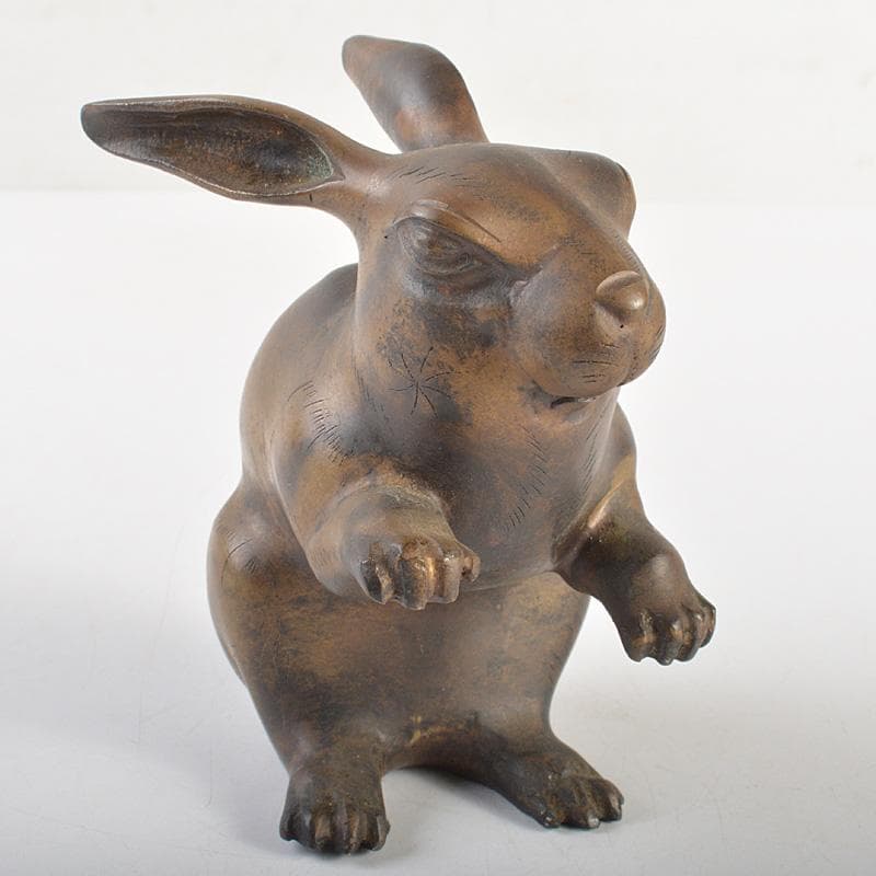 ブロンズ像 古銅 うさぎ 兎 一對 置物 重さ合計約2076g D R7486 - メルカリ