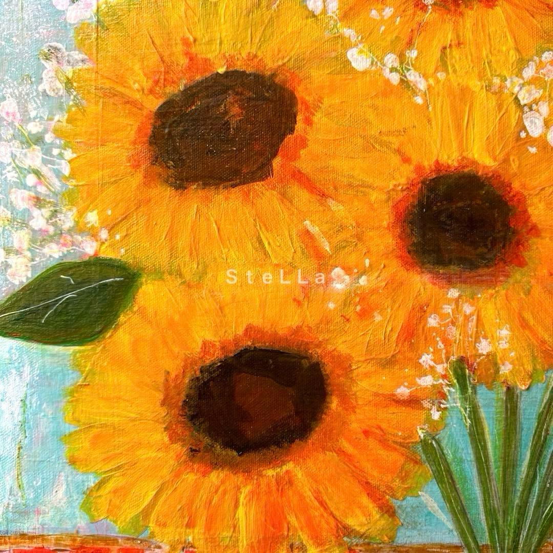 現代アート 抽象画 北欧 花の絵 フラワーアート おしゃれ ひまわり大きい 絵画