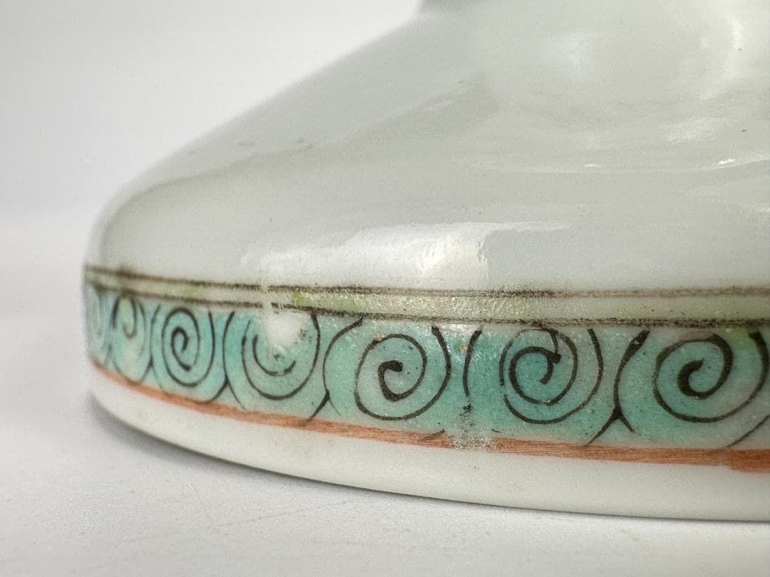 中国美術 清朝 清代 粉彩花卉文燈台 燭台 時代物 唐物 古物 旧