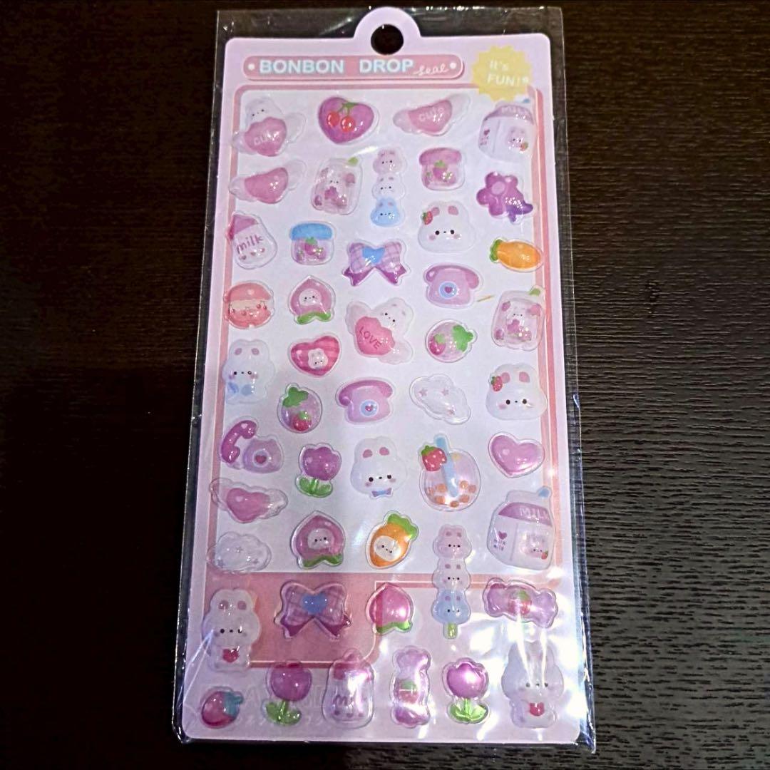 赤字覚悟のスーパーセール！》10枚セット 3Dシール ぷくぷく 猫 うさぎ