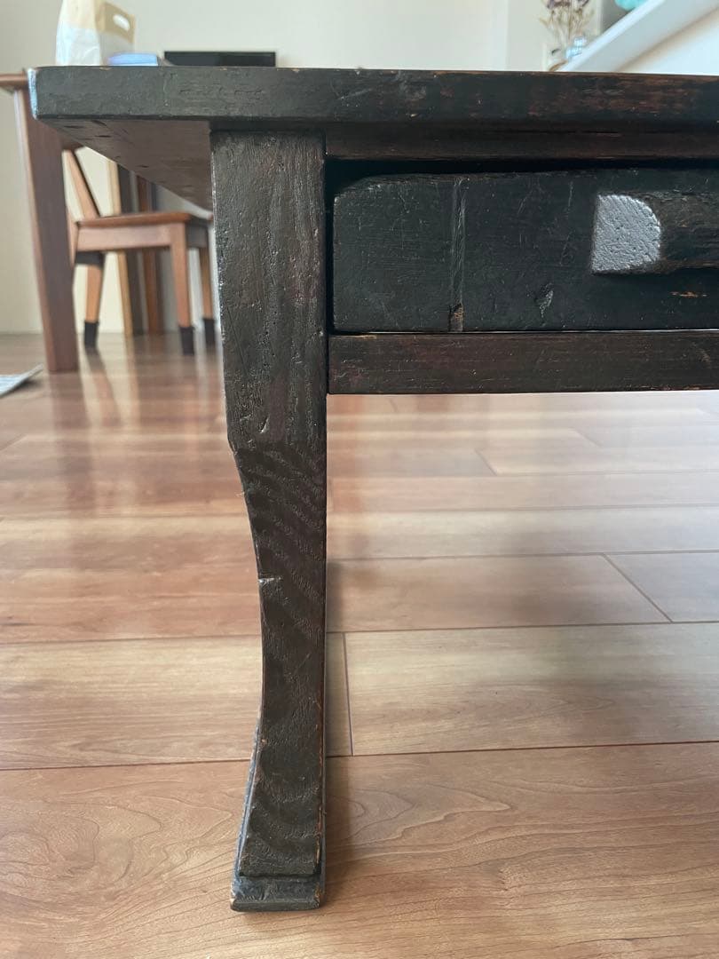 昭和初期】和風文机 2つ引き出し付き ダークブラウン