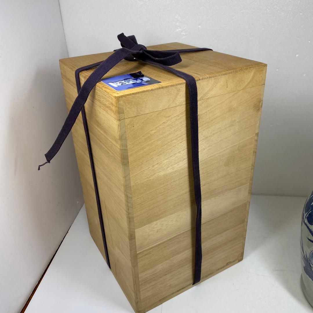 専用中国清時代 染付 花鳥紋 花瓶 高さ約33.2㎝ 木箱