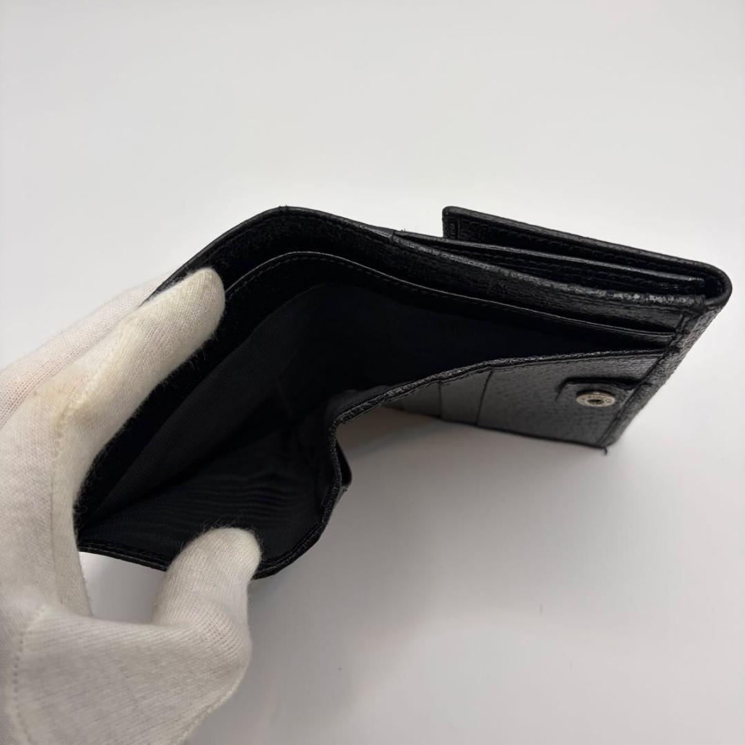 希少✨GUCCI シェリーライン 二つ折り財布 ユニセックス ブラック レザー