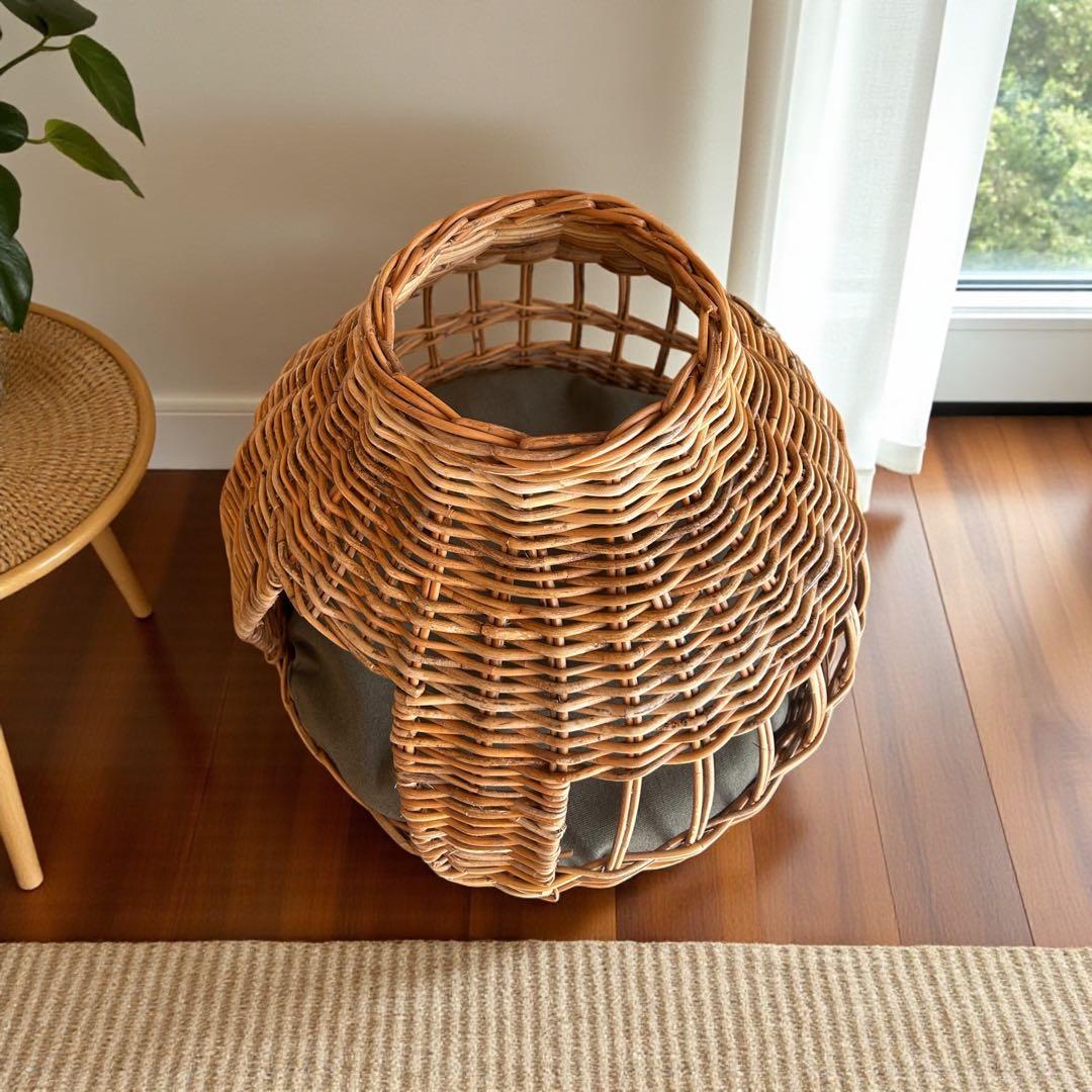 天然皮付き籐アラログ 猫ちぐら ねこハウス ねこのおうち - メルカリ