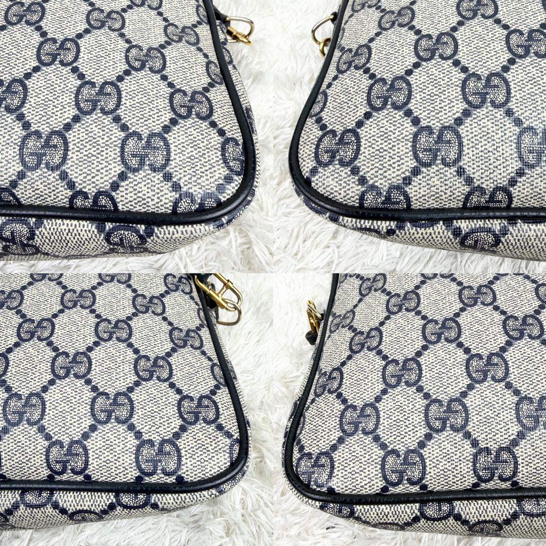 【美品】オールドグッチ GGスプリーム ロゴ金具 ショルダーバッグ ネイビー