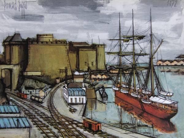 ベルナール・ビュッフェ「Brest,le chateau」希少画集の額装画