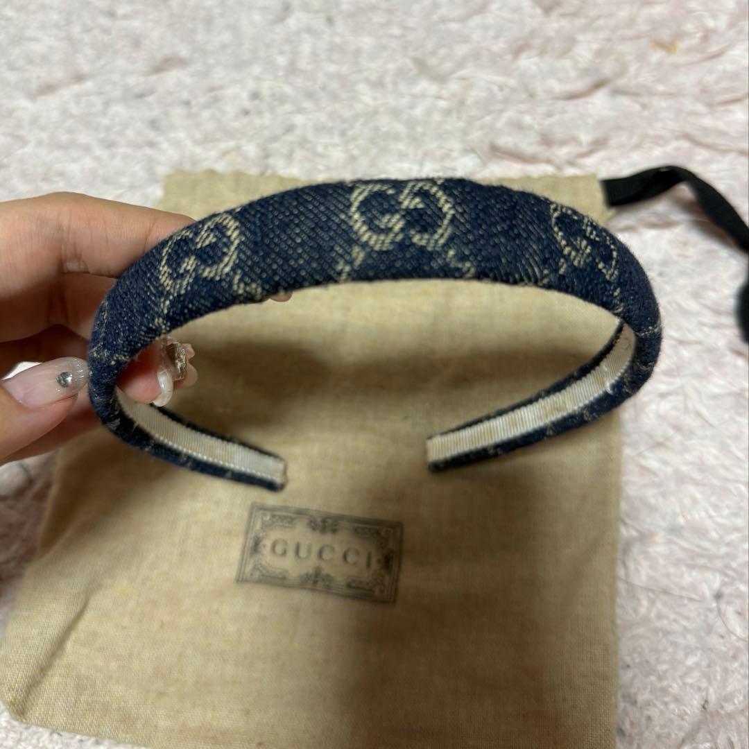 【値段交渉あり】GUCCI デニム ヘアバンド カチューシャ 収納袋付き
