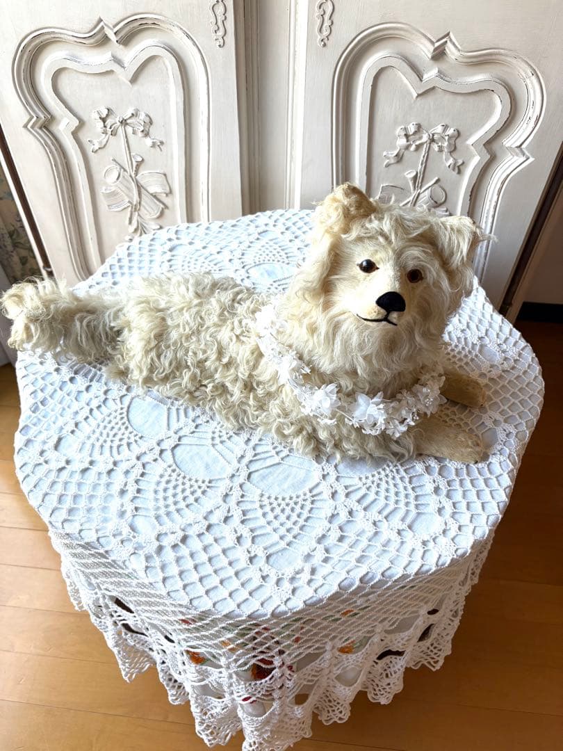 ♡パジャマドッグ LOULOU フランスアンティーク コンパニオンドッグ 布花付