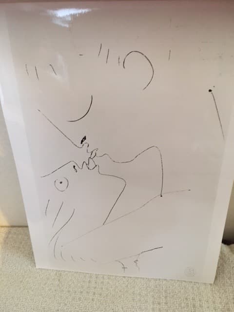 ジャン・コクトー ペン画「接吻」 （鑑定書付）