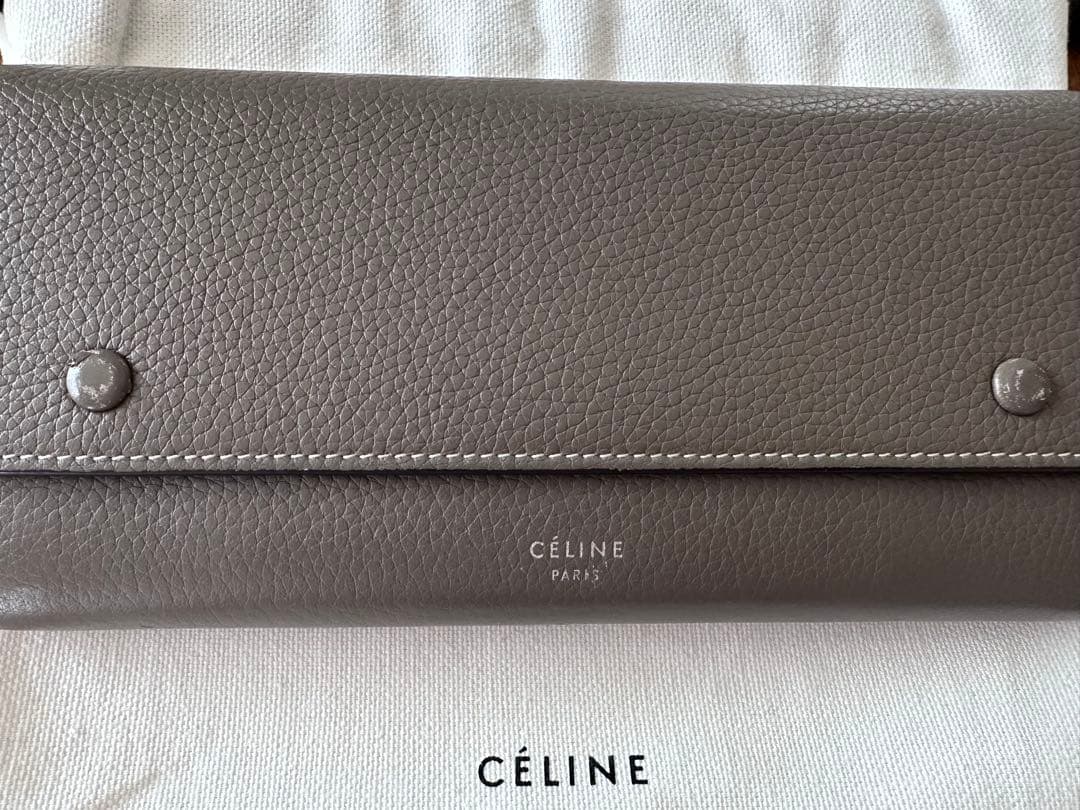 CÉLINE グレー 二つ折り長財布 保存袋付き