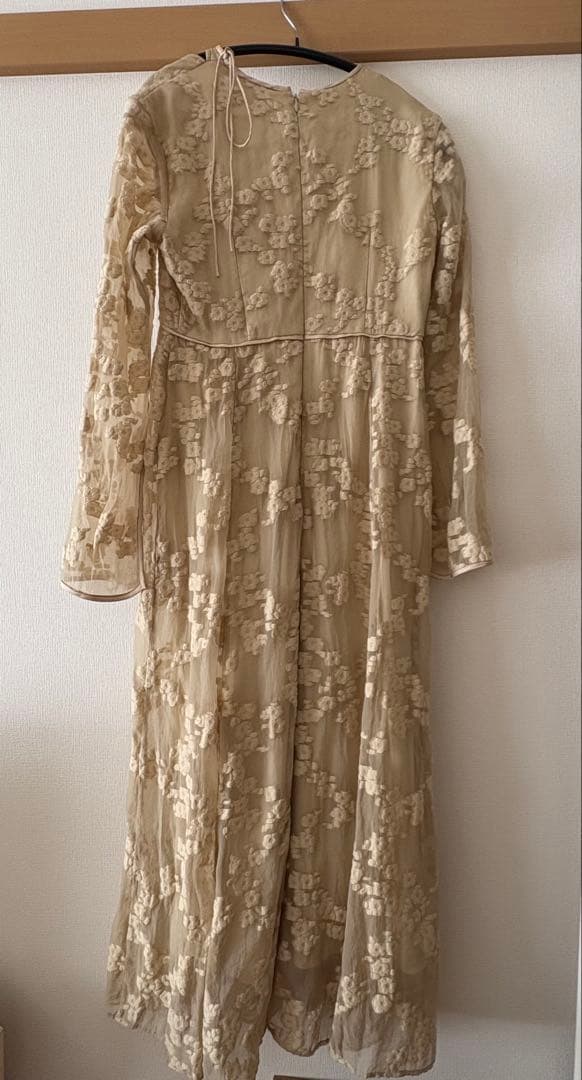 CLANE バージュフラワージャガードワンピース ベージュ　オケージョン