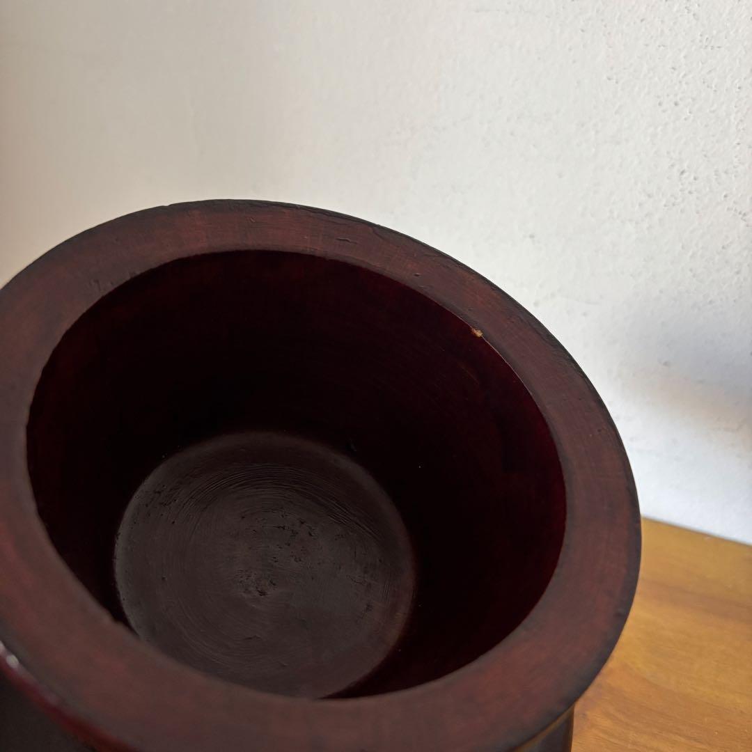 17cm】韓国 骨董 高台 アンティーク 高杯 祭器 漆塗り 木製 台皿 李朝