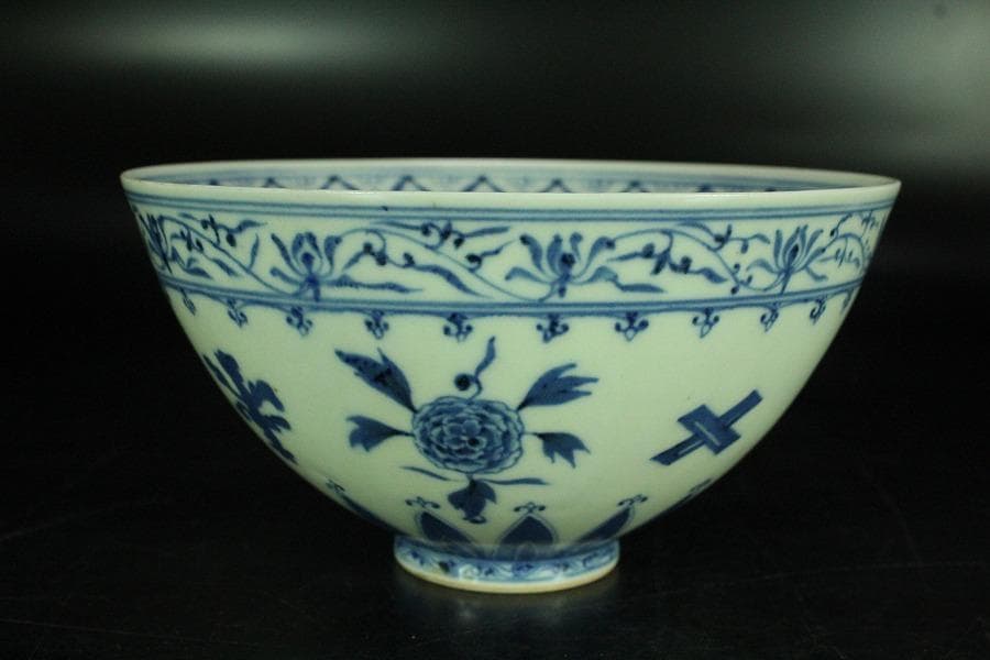 茶道具 唐物 染付茶碗 仕服 時代物(K-LC871)