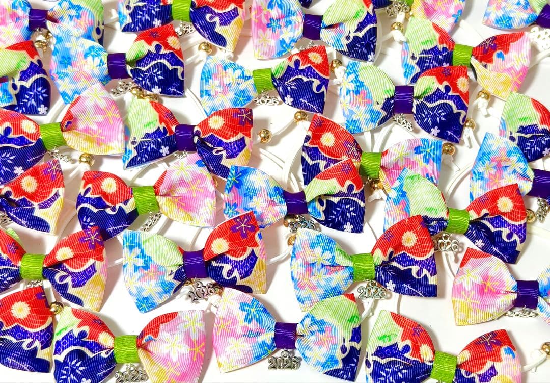 業務用 2026年お正月トリミングチョーカー+背景布×3 ペット、犬撮影用