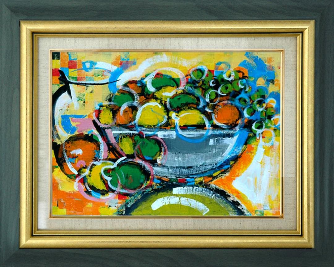 絵画油絵uF6-060103静物(果物）