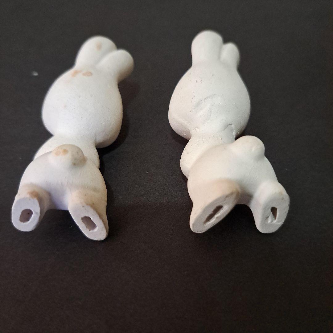 初期ピョンちゃん 超希少 素焼 白ピョンちゃん 1950…60年二体 エスエス