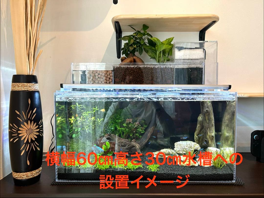 60cm水槽用　アクリル製上部濾過槽アクアポニックス仕様