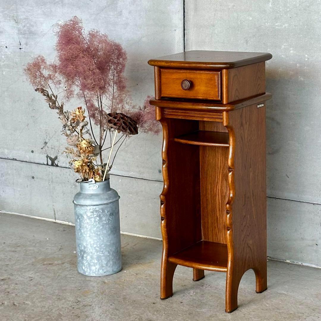 ☆70s☆ KarImoku カリモク電話台 サイドテーブル 花台 レトロ家具