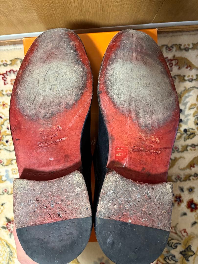 ディ メッラ 黒 ダブルモンクストラップ ビジネスシューズ