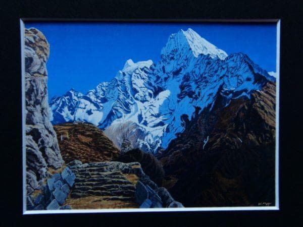 茂木紘一、【白峰　タムセルク】、希少な額装用画集より、新品額装付