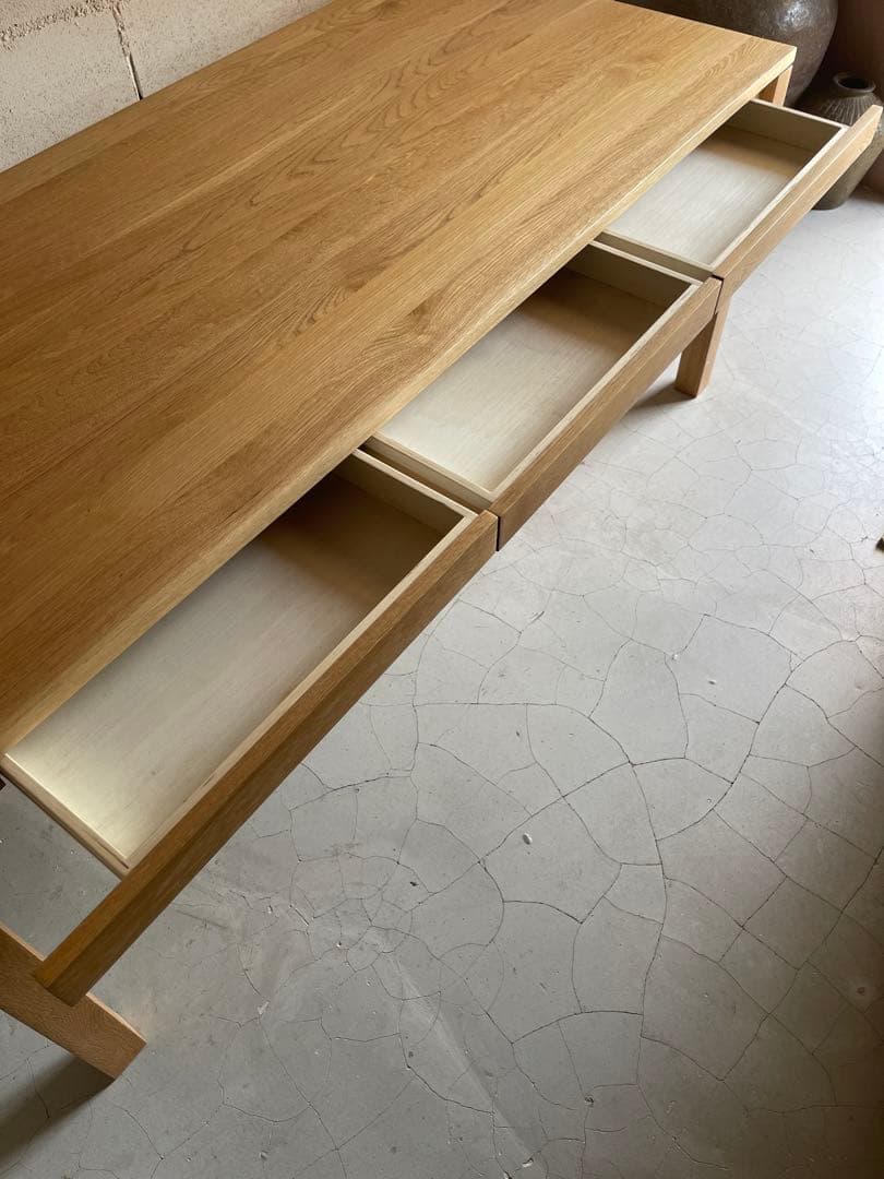 美品　無印良品　MUJI ダイニングテーブル　180 オーク無垢材　引出し付