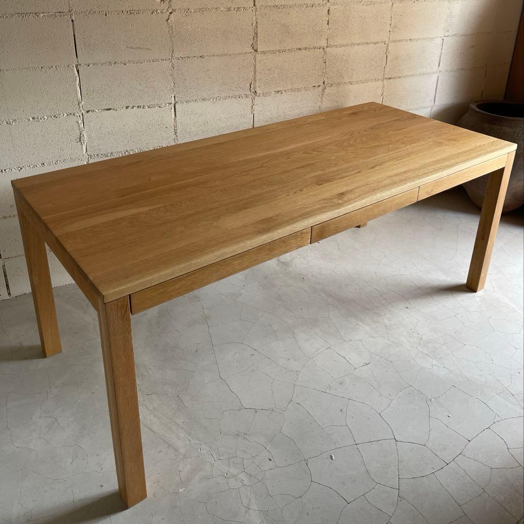 美品　無印良品　MUJI ダイニングテーブル　180 オーク無垢材　引出し付