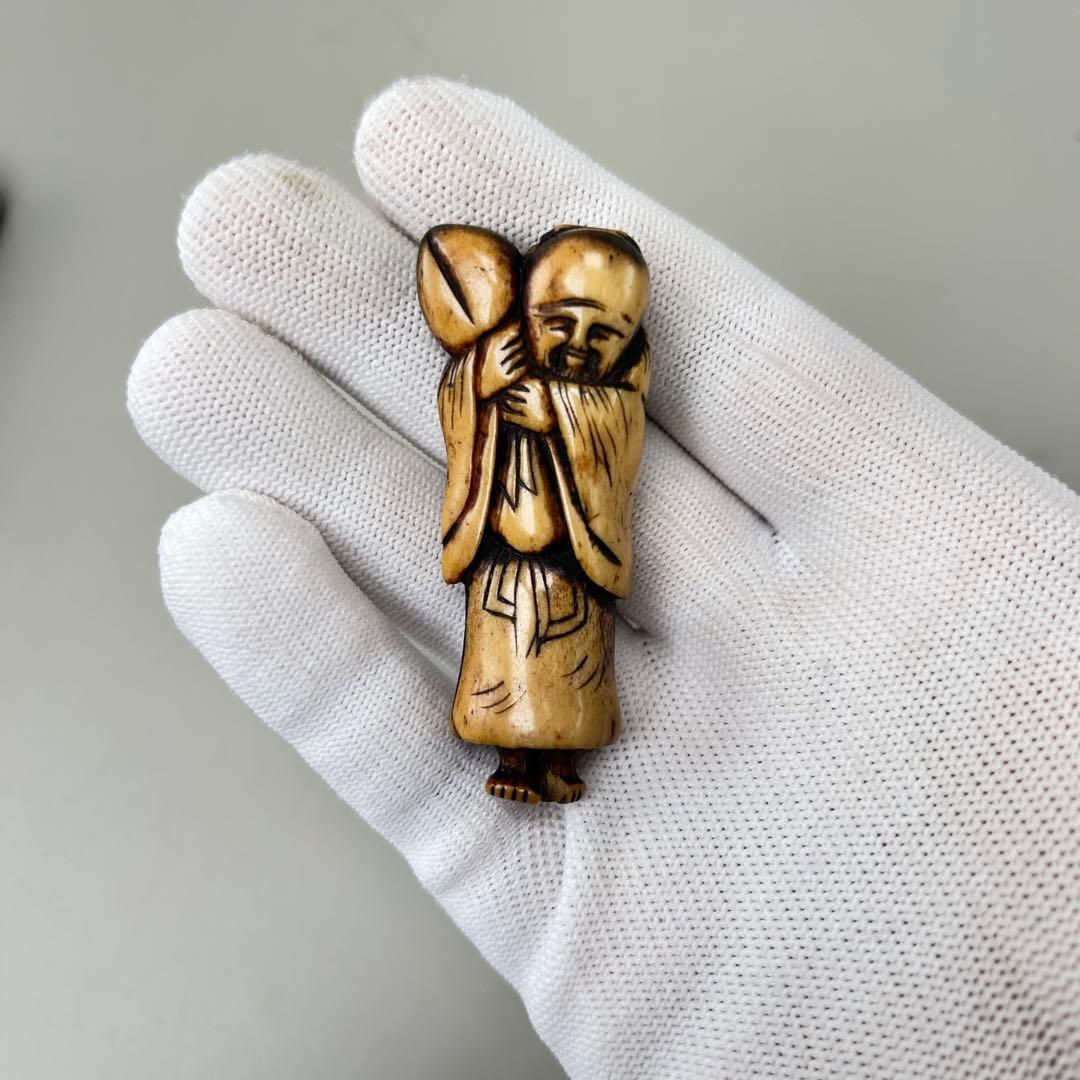 彫刻極上根付天然素材アンティーク骨董飾り物古美術置物細密細工