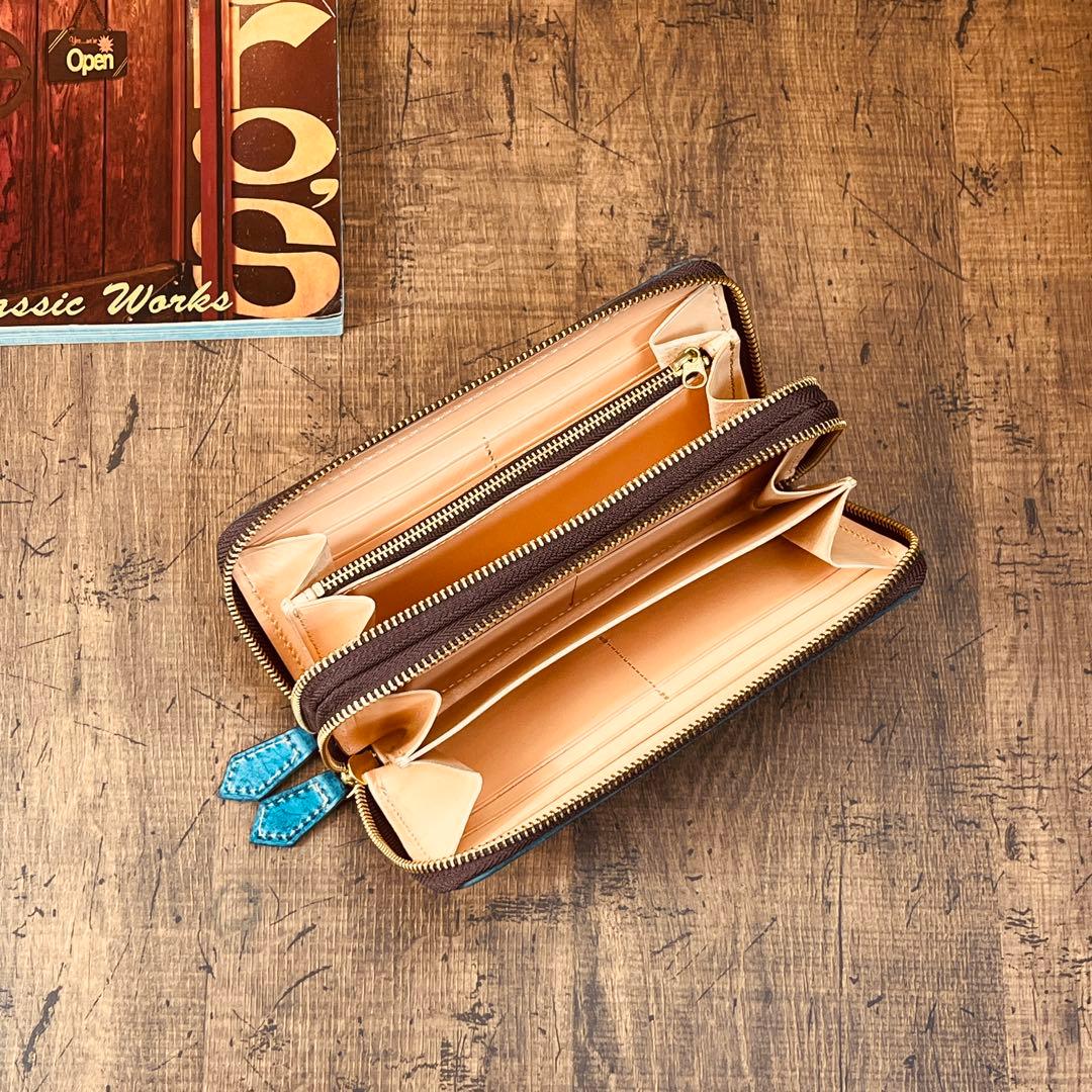 ブライドルレザー メンズ 長財布 ダブルファスナー ダブルジップ